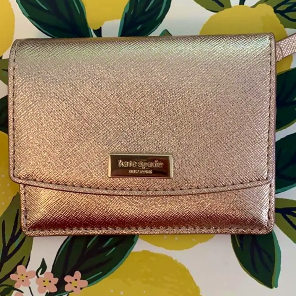 Kate Spade Accessories | Rose Gold Small Wallet with Key Chain button NEW